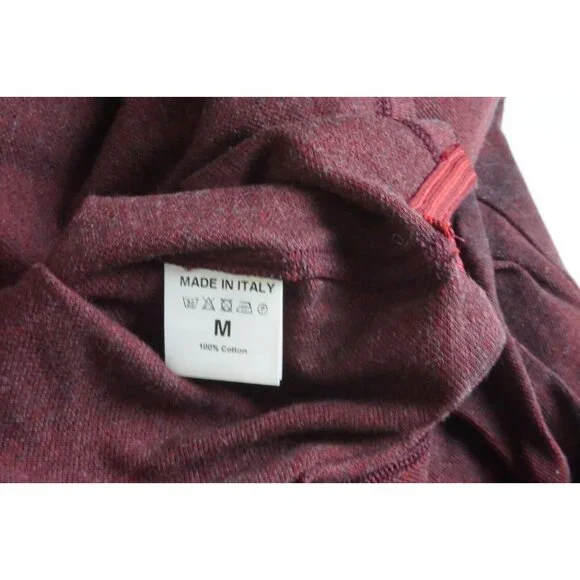 Isaia Solid Red Woven Long Sleeve Cotton Polo Shirt Sz M BRAND NEW
